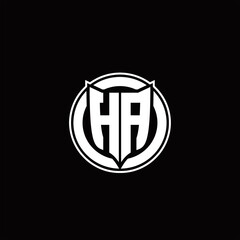 HA Logo monogram with shield and circluar shape design tamplate