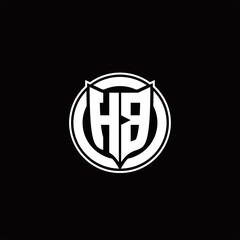 HB Logo monogram with shield and circluar shape design tamplate