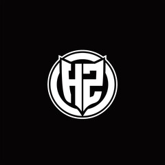 HZ Logo monogram with shield and circluar shape design tamplate