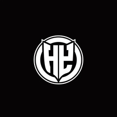HY Logo monogram with shield and circluar shape design tamplate