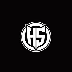 HS Logo monogram with shield and circluar shape design tamplate