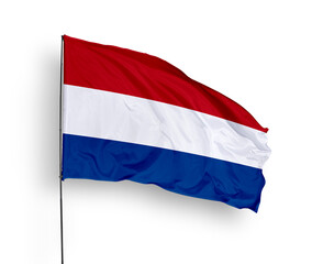 Netherlands flag isolated on white background. close up waving flag of Netherlands. flag symbols of Netherlands. Concept of Netherlands.