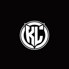 KL Logo monogram with shield and circluar shape design tamplate