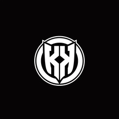 KK Logo monogram with shield and circluar shape design tamplate