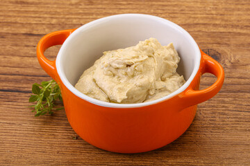 Vegan food - hummus with olive oil