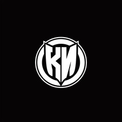 KN Logo monogram with shield and circluar shape design tamplate