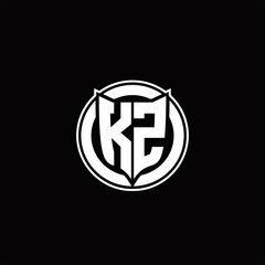 KZ Logo monogram with shield and circluar shape design tamplate