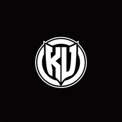 KU Logo monogram with shield and circluar shape design tamplate