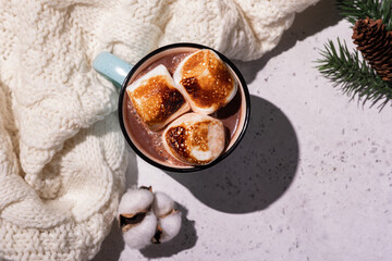 Smores hot chocolate with roasted marshmallow