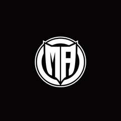 MA Logo monogram with shield and circluar shape design tamplate