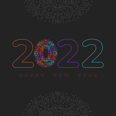 2022 new year background, Luxury new year card social media post, vector