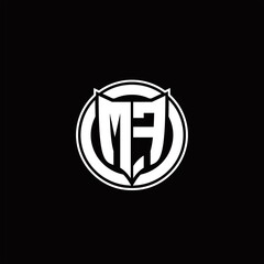 MF Logo monogram with shield and circluar shape design tamplate