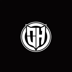 OH Logo monogram with shield and circluar shape design tamplate