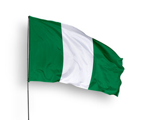 Nigeria flag isolated on white background. close up waving flag of Nigeria. flag symbols of Nigeria. Concept of Nigeria.