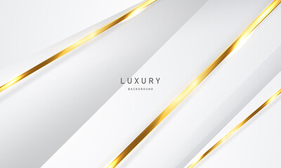 Abstract white and gray background with gorgeous golden line decoration. Luxurious.