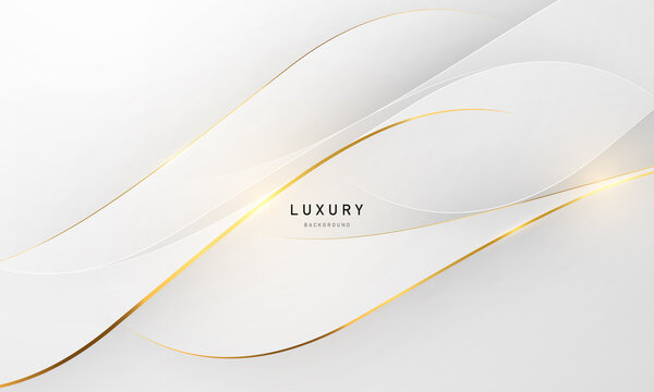 Abstract white and gray background with gorgeous golden line decoration. Luxurious. © HNKz