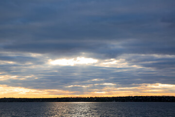 Beautiful cloudy sky over river