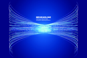 Naklejka premium Intersection of opposite luminescent lines Collision speed force sense technology background