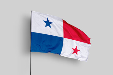 Panama flag isolated on the blue sky background. close up waving flag of Panama. flag symbols of Panama. Concept of Panama.