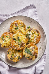 Vegetarian egg muffins with mushroom, spinach and cheese for Breakfast