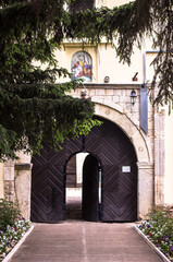 Saint mosaic in Orthodox monastery in Serbian national park Frushka Gora