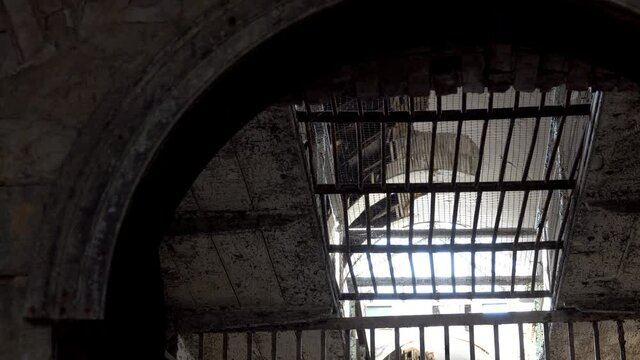 Barred openings in Eastern State Penitentiary.
