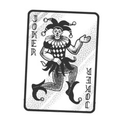 Joker playing card sketch raster illustration