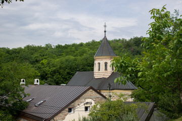 Saint mosaic in Orthodox monastery in Serbian national park Frushka Gora