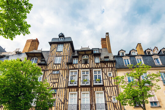 Street view of downtown in Rennes, France