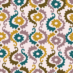 Vector seamless colorful design pattern botanical abstracts flower lace in Boho colors