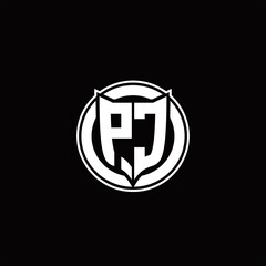 PC Logo monogram with shield and circluar shape design tamplate