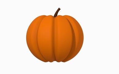 image of a pumpkin isolated on a white background. Hellowing symbol. 3d rendering. 3d image