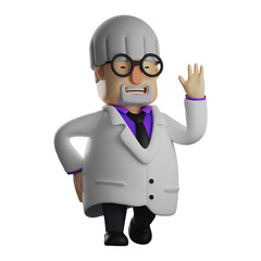 Professor 3D Cartoon Illustration has a funny expression