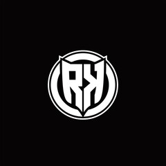 RK Logo monogram with shield and circluar shape design tamplate