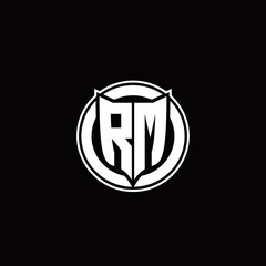 RM Logo monogram with shield and circluar shape design tamplate