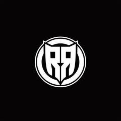 RR Logo monogram with shield and circluar shape design tamplate