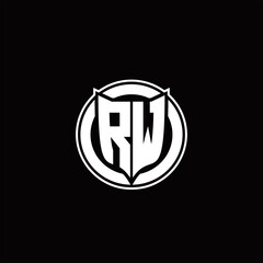 RW Logo monogram with shield and circluar shape design tamplate