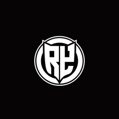 RY Logo monogram with shield and circluar shape design tamplate - obrazy, fototapety, plakaty