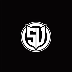 SU Logo monogram with shield and circluar shape design tamplate