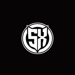 SX Logo monogram with shield and circluar shape design tamplate