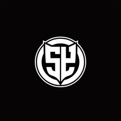 SY Logo monogram with shield and circluar shape design tamplate