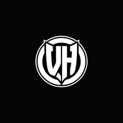 VH Logo monogram with shield and circluar shape design tamplate