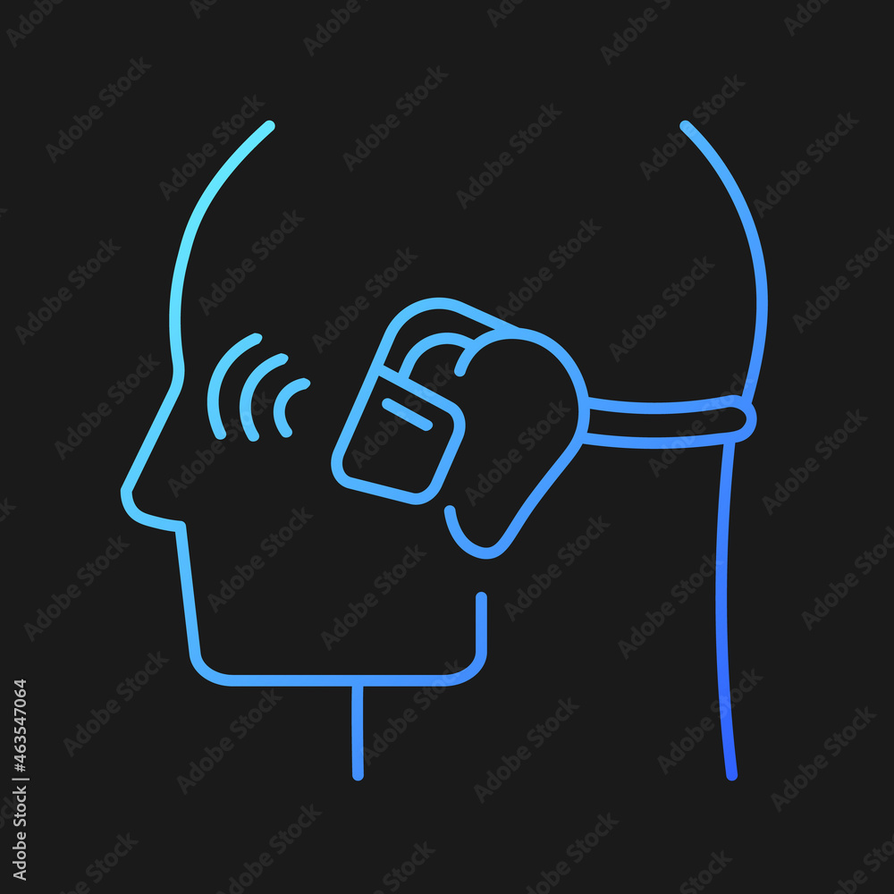 Poster open ear wireless headphones gradient vector icon for dark theme. bone conduction earphones. wireles