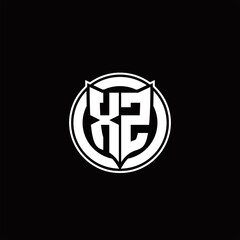 XZ Logo monogram with shield and circluar shape design tamplate