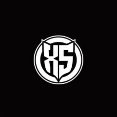 XS Logo monogram with shield and circluar shape design tamplate