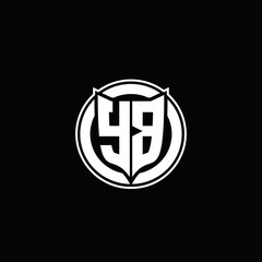 YB Logo monogram with shield and circluar shape design tamplate
