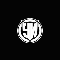 YN Logo monogram with shield and circluar shape design tamplate - obrazy, fototapety, plakaty