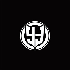 YT Logo monogram with shield and circluar shape design tamplate