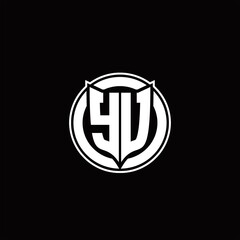 YU Logo monogram with shield and circluar shape design tamplate