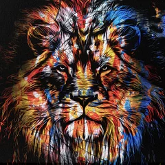 Ingelijste posters lion head on the wall © reznik_val